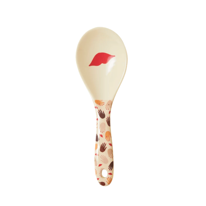 Melamine Salad Spoon Hand & Kisses Print Rice DK